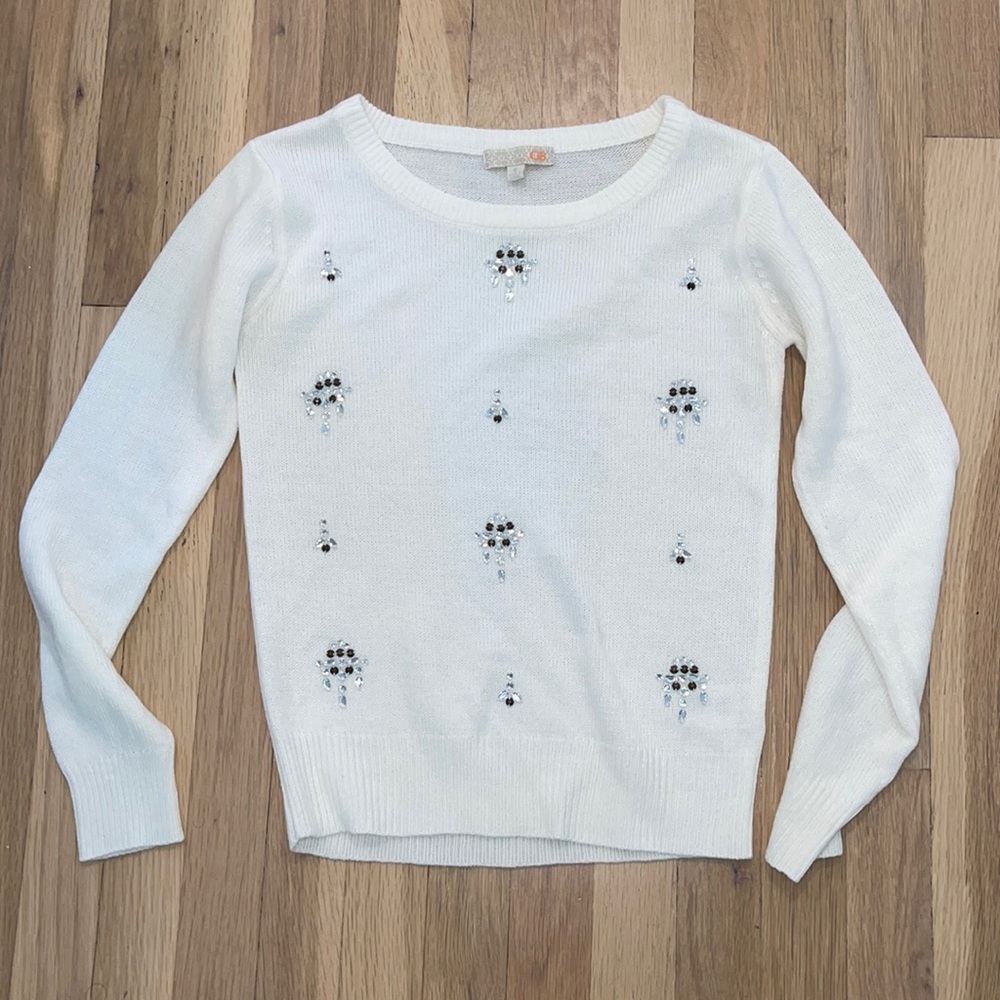 White Embellished Sweater